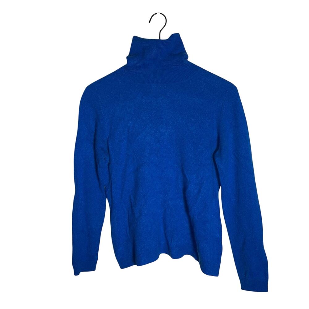 CASHMERE CHARTER CLUB luxurious royal blue classic winter cashmere turtleneck L